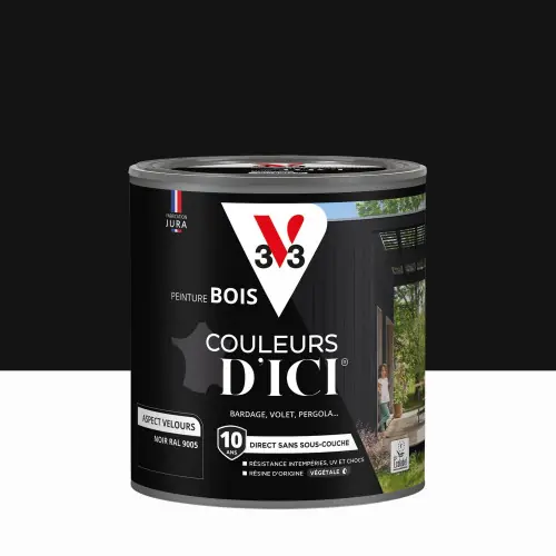 Dernier Modèle Peinture extérieure bois V33 Couleurs d‘ici, noir ral 9005 velours 0.5l - V33