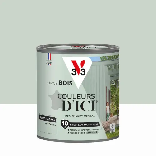 Paiement Sécurisé Peinture extérieure bois V33 Couleurs d‘ici, vert pastel velours 0.5l - V33