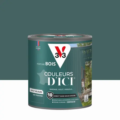 Peinture extérieure bois V33 Couleurs d‘ici, vert profond velours 0.5l - V33 Prix Bas