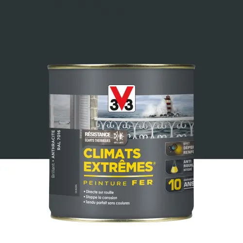Peinture fer extérieur Climats extrêmes® V33 anthracite brillant 0.5 l - V33 Top Vente