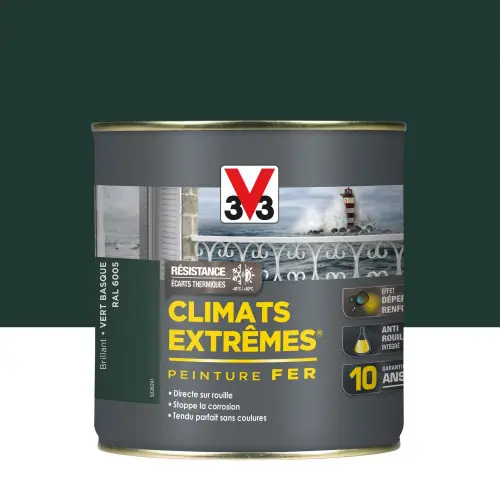 Commander Maintenant Peinture fer extérieur Climats extrêmes® V33 vert basque brillant 0.5 l - V33