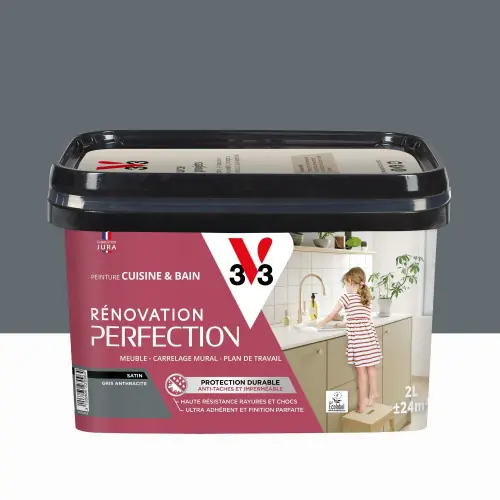 Meilleur Prix Peinture meuble anthracite satin V33 Rénovation cuisine et bain 2l - V33