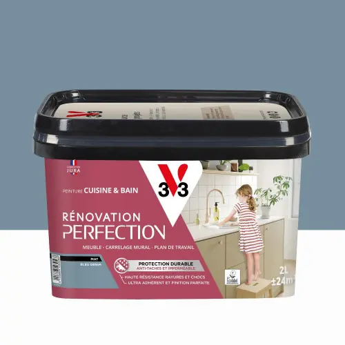 Achetez Aujourd&rsquo;hui Peinture meuble bleu denim mat V33 Rénovation cuisine et bain 2l – V33