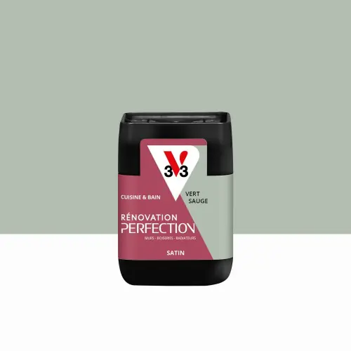 Expédié Aujourd'hui Peinture meuble, V33 Rénovation cuisine et bain, 0.075l, vert sauge satin - V33