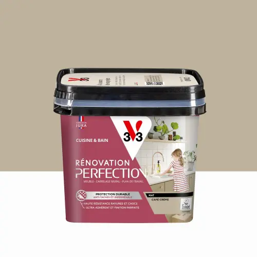 Nouvel Arrivage Peinture meuble, V33 Rénovation cuisine et bain, 0.75l, café crème mat - V33