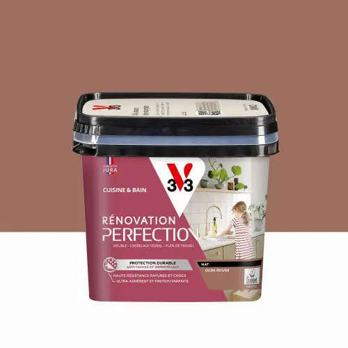 Peinture meuble, V33 Rénovation cuisine et bain, 0.75l, ocre rouge mat - V33 Certifié