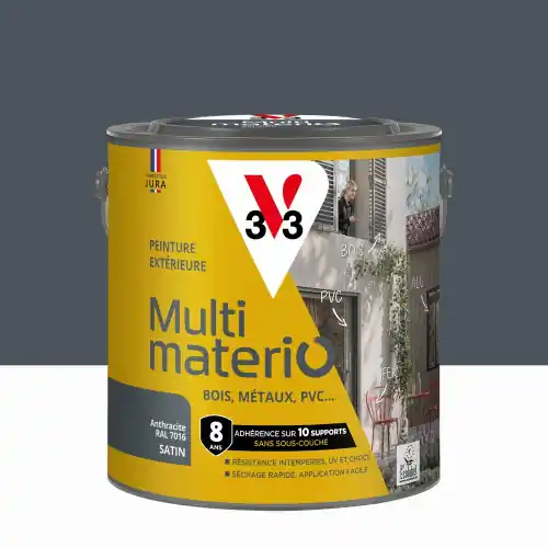 Populaire Peinture multimateriaux exterieure Multimaterio V33 anthracite satine 2 l - V33