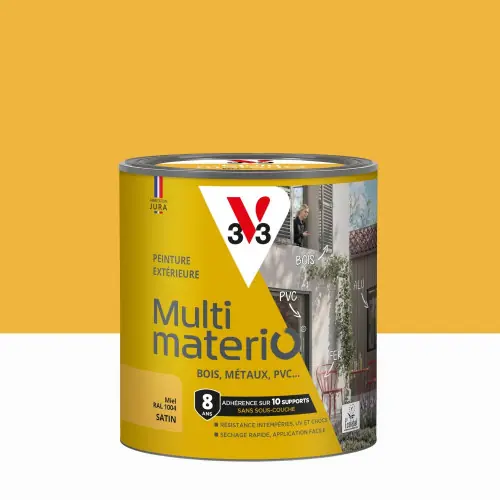 Peinture multimateriaux exterieure Multimaterio V33 miel satine 0.5 l - V33 Remise