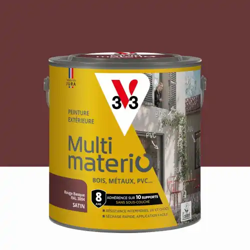 Nouveauté Peinture multimateriaux exterieure Multimaterio V33 rouge basque satine 2 l - V33