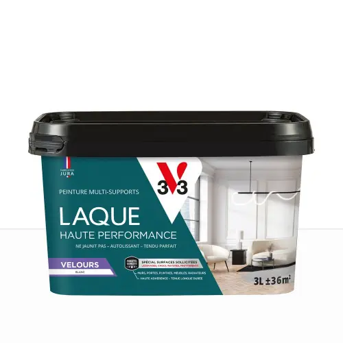 Peinture mur, porte, boiserie blanc velours V33 Laque haute performance 3L - V33 Livraison Express