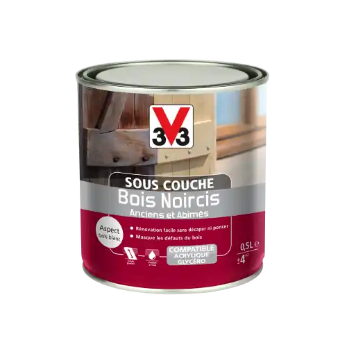 Sous-couche lasure bois intérieur et extérieur Bois noircis V33, 0.5 l incolore - V33 Prix Bas