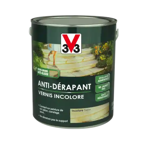 Vernis antidérapant sol extérieur / intérieur V33 incolore satiné 2.5 l – V33 Nouvel Arrivage