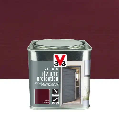 Vernis bois extérieur V33 Haute protection opaque rouge nordique brillant 0.75 l - V33 Prix Choc