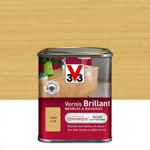 Vernis meuble et objet V33, chêne clair brillant, 0.25l - V33 Dernier Modèle