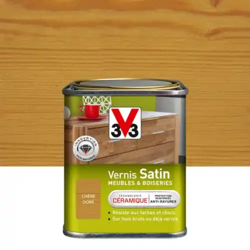 Achat Immédiat Vernis meuble et objet V33, chêne doré satiné, 0.25l – V33