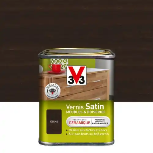 Vernis meuble et objet V33, ebene satiné, 0.25l – V33 Solde