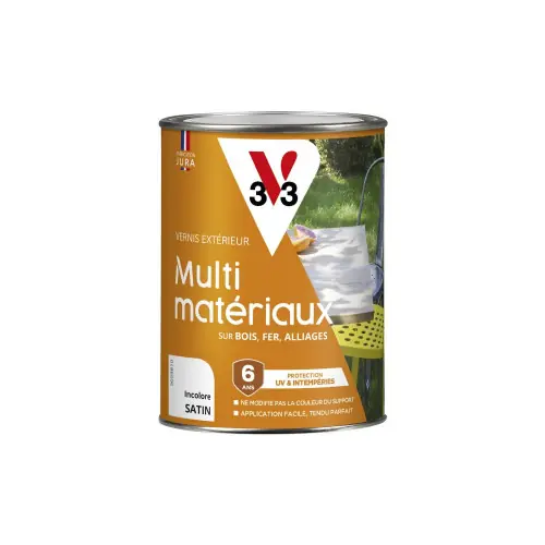 Vernis Multi-materiaux V33, incolore satine 0.25 l – V33 Retour Gratuit