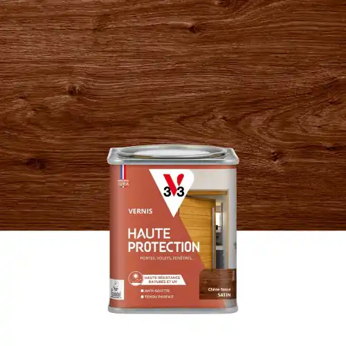 Vernis pour bois extérieur V33 Haute protection chêne foncé satiné 0.25 l – V33 Seulement Aujourd&rsquo;hui