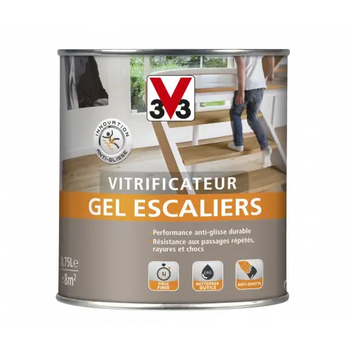 Vitrificateur gel escalier V33, incolore satiné, 0.75 l – V33 Prix Choc