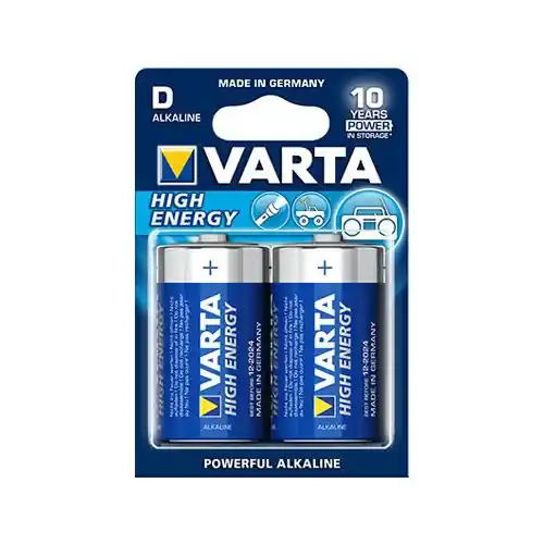 Carte de 2 piles HIGH ENERGY – 1,5 V LR20 / D – VARTA Offre Spéciale