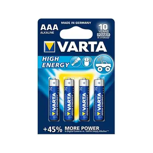 Carte de 4 piles HIGH ENERGY – 1,5 V LR3 / AAA – VARTA Vente Directe