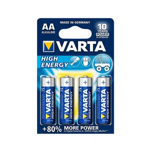 Carte de 4 piles HIGH ENERGY – 1,5 V LR6 / AA – VARTA Offre Limitée