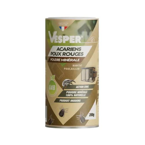 Commande En Gros Poudre minerale acariens/poux rouges 100% naturelle - 200 g - Inodore - Vesper