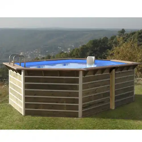 Top Vente Piscine bois hexagonale - 5,10 x 3,20 x H. 1,29 m SABTANG - WATER CLIP