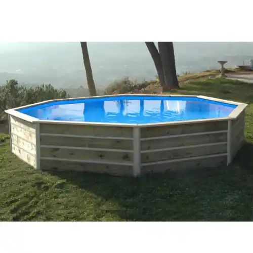 Piscine bois octogonale - 4,95 x 3,15 x H. 1,29 m SAINT BERNARD - WATER CLIP Offre Du Jour