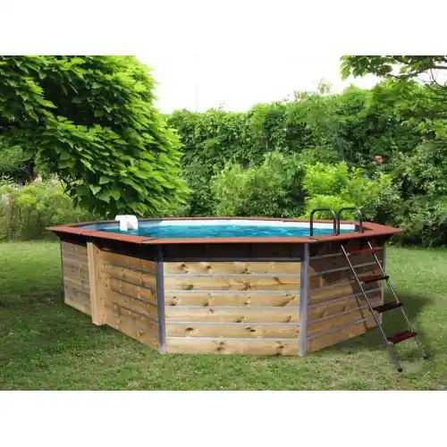 Livraison Express Piscine bois octogonale – 5,90 x 4,20 x H. 1,11 m LUCON – WATER CLIP