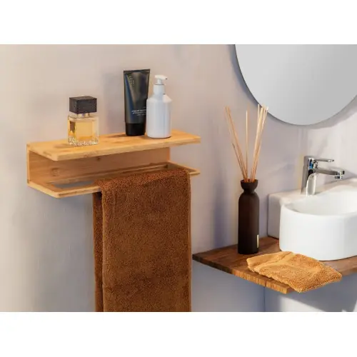 Populaire Etagère porte serviette fixation au choix Inbara 40cm bambou WENKO – WENKO