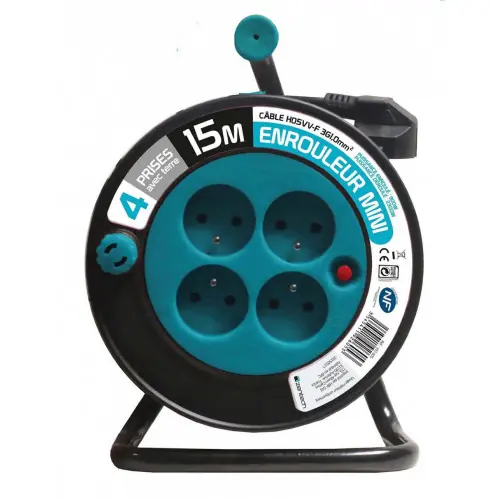 Enrouleur de câble électrique ménager avec terre L. 15 m ho5vvf 3g1, ZENITECH – ZENITECH Offre Spéciale