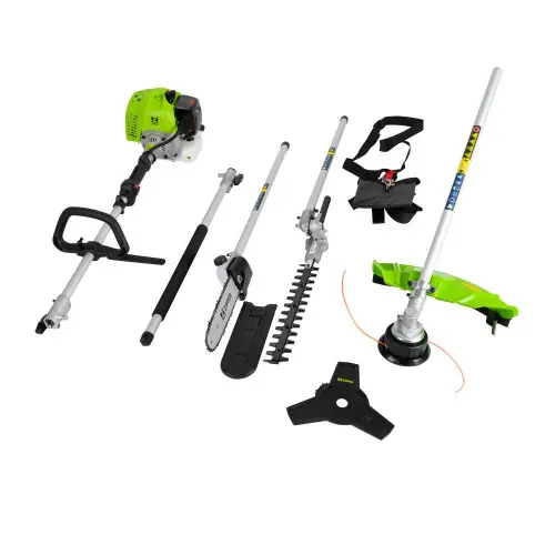 Set d‘entretien du jardin 4 en 1 – débroussailleuse, taille-haie, élageuse – harnais inclus – Zipper Quantité Limitée