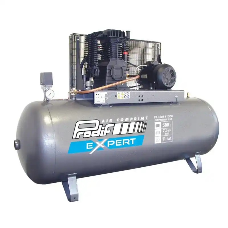 Dernier Modèle Compresseur 500L 11 bar 7,5cv bi-étage Prodif Expert 400v