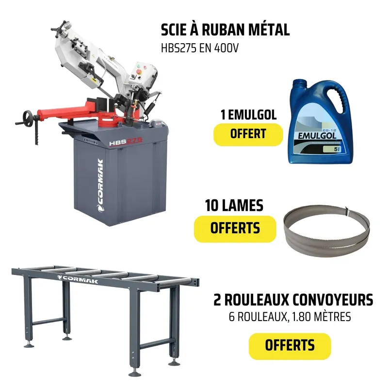 Pack scie à ruban métaux CORMAK HBS275 400v Expédition Rapide