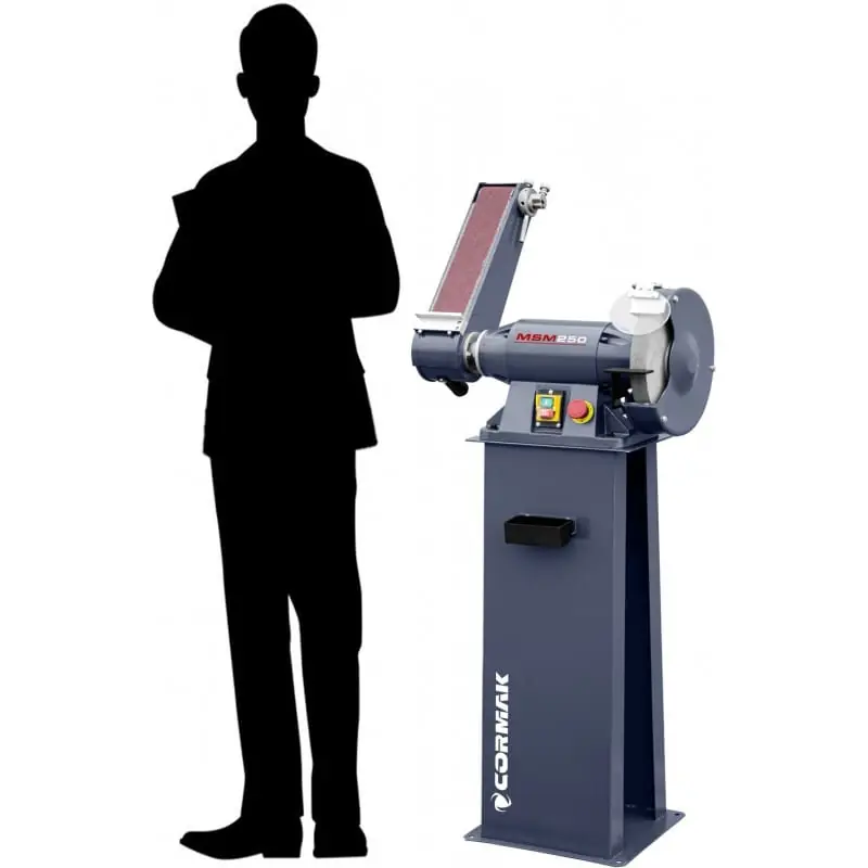 Soldes Ponceuse à bande et Meule d’établi industrielle MSM 250 avec socle- 400v