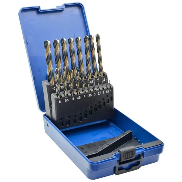 Prix Promo Coffret de forets HSS Gold 1 à 10mm – 19 pièces